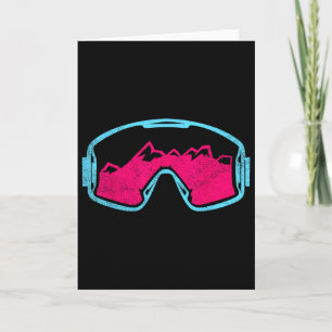 Carte Lunettes de ski rétro vintage planche à neige 80s