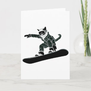 Carte Lunettes de Ski Snowboard Drôle Ski Snowboard Chat