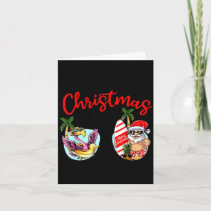 Carte Lunettes de soleil Noël en juin santa flamant rose
