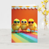 Carte Lunettes de Soleil Petit Oiseau Mignon (Fleur jaune)