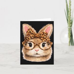 Carte Lunettes de visage de lapin mignon bandana léopard