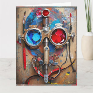 Carte Lunettes rouges et bleues Steampunk Graffiti