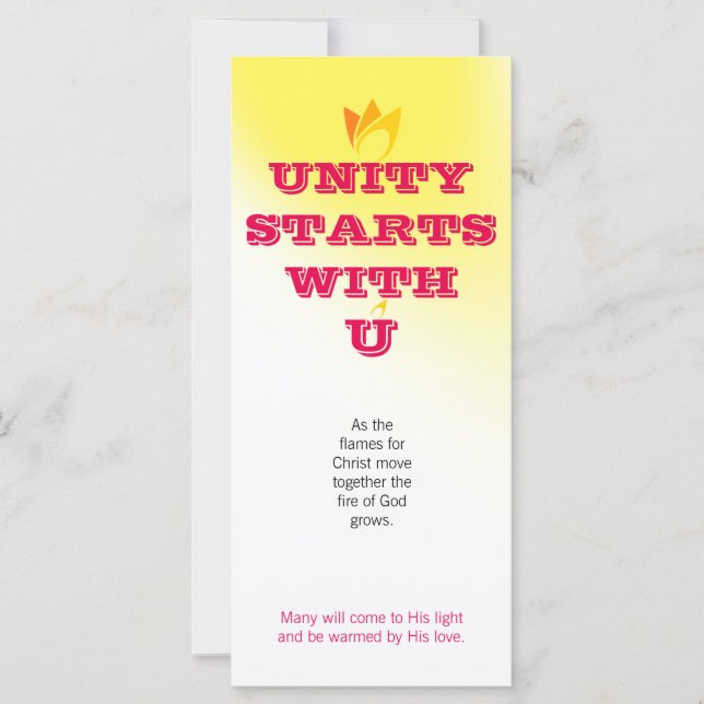 Carte L'UNITÉ COMMENCE AVEC VOUS (feu jaune à orange) &  (Devant)