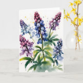 Carte Lupin - Fleurs aquarelle (Fleur jaune)