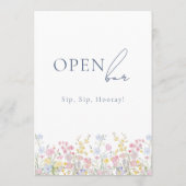 Carte Lush Floral Open Bar Wedding Tabletop Sign  (Dos)