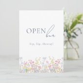 Carte Lush Floral Open Bar Wedding Tabletop Sign  (Debout devant)