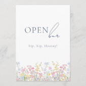 Carte Lush Floral Open Bar Wedding Tabletop Sign  (Devant)