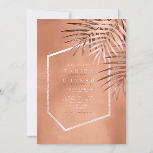 Carte Lush Palm Leaf Mariage Terra Cotta ID956 (Devant)