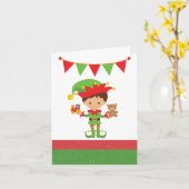 Carte Lutin avec cadeaux et fond blanc  (Fleur jaune)