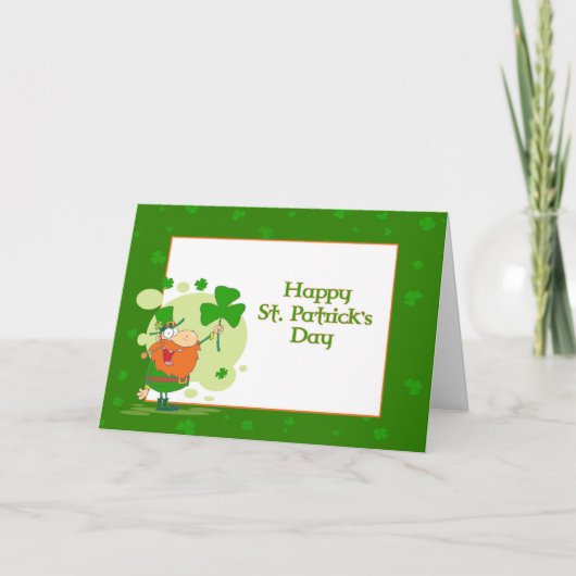 Carte Lutin de la Saint-Patrick avec trèfle (Devant)