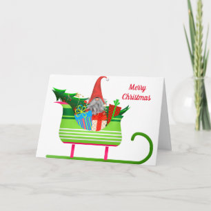 Carte Lutin de Noël et traîneau