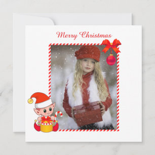 Carte Lutin de Noël Moderne & Photo Personnalisée