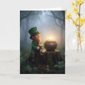 Carte Lutin Irlandais avec un Pot d'Or (Fleur jaune)