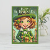 Carte Lutin joyeux - Saint-Patrick Chanceux (Debout devant)