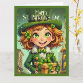Carte Lutin joyeux - Saint-Patrick Chanceux Char (Fleur jaune)