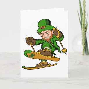 Carte Lutin skieur de la Saint-Patrick Ski