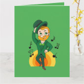 Carte Lutins dansants, dessin animé de la Saint-Patrick (Fleur jaune)