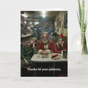 Carte Lutins de Noël débraillés Diner Humour noir