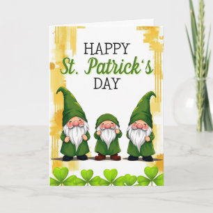 Carte Lutins verts espiègles Shamrocks Fête de la Saint-