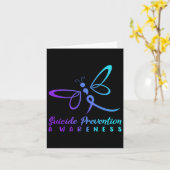 Carte Lutte Contre Le Suicide De La libellule Rose Et Le (Fleur jaune)