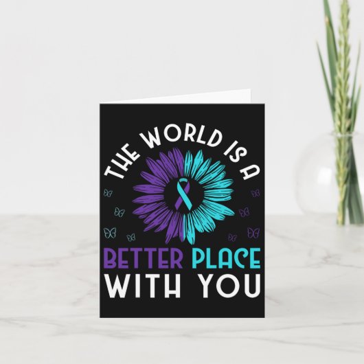 Carte Lutte Contre Le Suicide Ribbo Turquoise Et Violet (Devant)