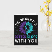 Carte Lutte Contre Le Suicide Ribbo Turquoise Et Violet (Fleur jaune)