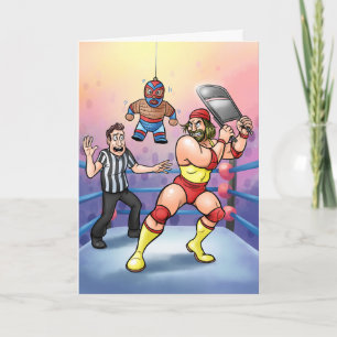 Carte Lutteur de Catch Professionnel Piñata Anniversaire