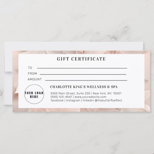 Carte Luxe, Beige-Blanc, Fleur, Logo (Devant)