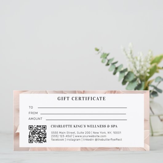 Carte Luxe, Blush-Beige, Code QR Fleur (Debout devant)