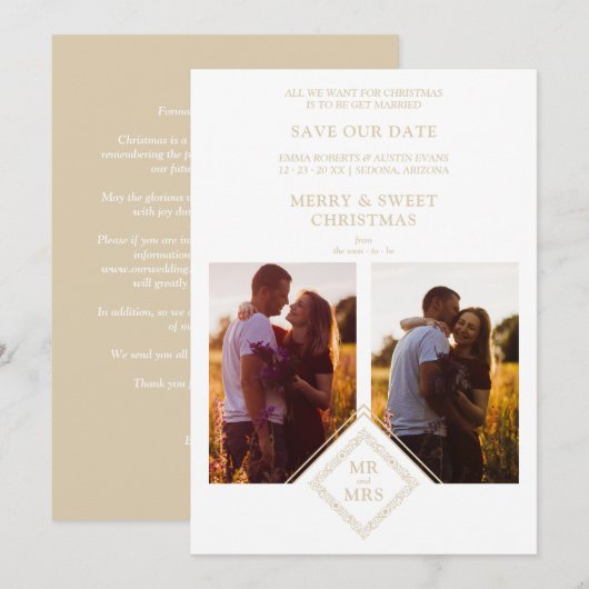 Carte Luxe Joyeux Noël 2 Photos Collage (Devant / Derrière)