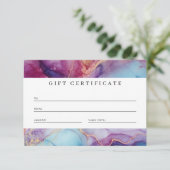 Carte Luxe Marbre violet Turquoise Business Certificat c (Debout devant)