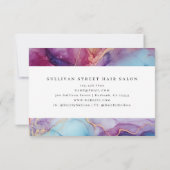 Carte Luxe Marbre violet Turquoise Business Certificat c (Dos)