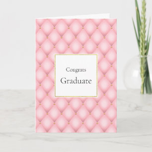 Carte Luxe Pink Tufted Diamond Motif Graduation
