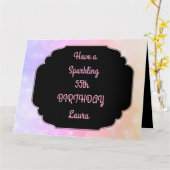 Carte Luxe rose personnalisé 55e anniversaire (Fleur jaune)