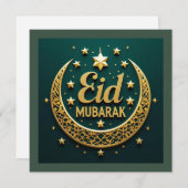 Carte Luxueux Or Vert Eid Mubarak (Devant / Derrière)