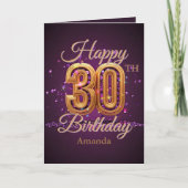 Carte Luxueux Parkling violet et or 30e anniversaire (Devant)