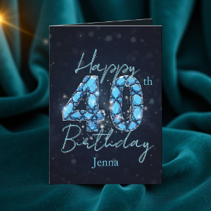 Carte Luxueux Sapphire Bleu et Noir 40e anniversaire