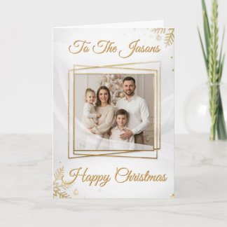 Carte Luxurious Elegant Gold Frame Photo Christmas Card