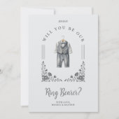Carte Luxurious Ring Bearer Grey Suit Floral Ornate Dome (Devant)