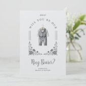 Carte Luxurious Ring Bearer Grey Suit Floral Ornate Dome (Debout devant)