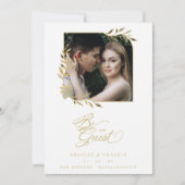 Carte Luxury Chic Golden Branches Frame Photo Wedding (Devant)