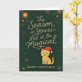 Carte Luxury Cozy Santa Cat Christmas Card (Fleur jaune)