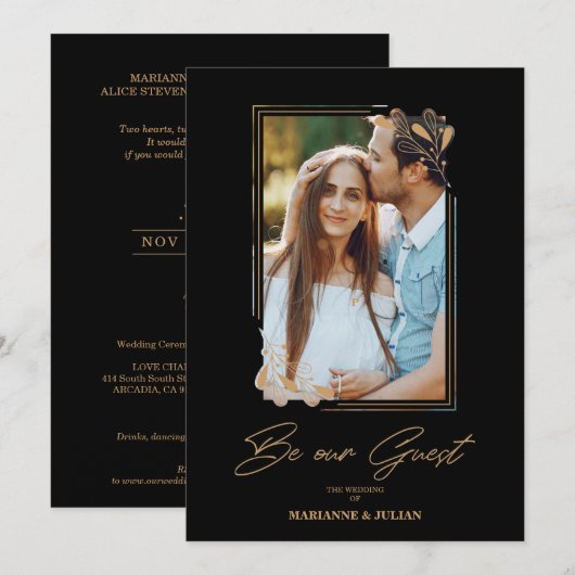 Carte Luxury Fake Golden Branches Fancy Calligraphy (Devant / Derrière)