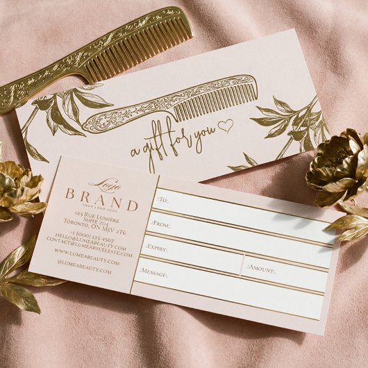 Carte Luxury Gold Hair Salon Studio Gift Certificate 