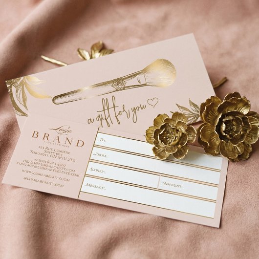 Carte Luxury Gold Makeup Beauty Brush Gift Certificate