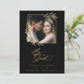 Carte Luxury Golden Branches Frame Chic Photo Wedding (Debout devant)