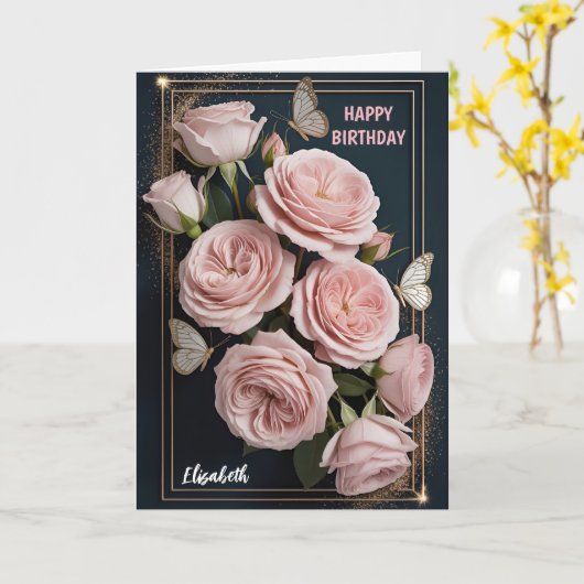 Carte Luxury Rose Birthday  (Fleur jaune)