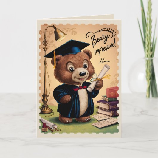 Carte Lycée Graduation Cute Bear personnalisée (Devant)