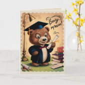 Carte Lycée Graduation Cute Bear personnalisée (Fleur jaune)