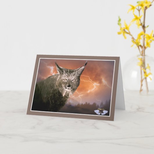 Carte Lynx in a lighting storm (Fleur jaune)